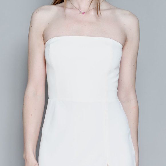 AMANDA UPRICHARD Ivory Mandy Strapless Midi Dress - Picture 2 of 7